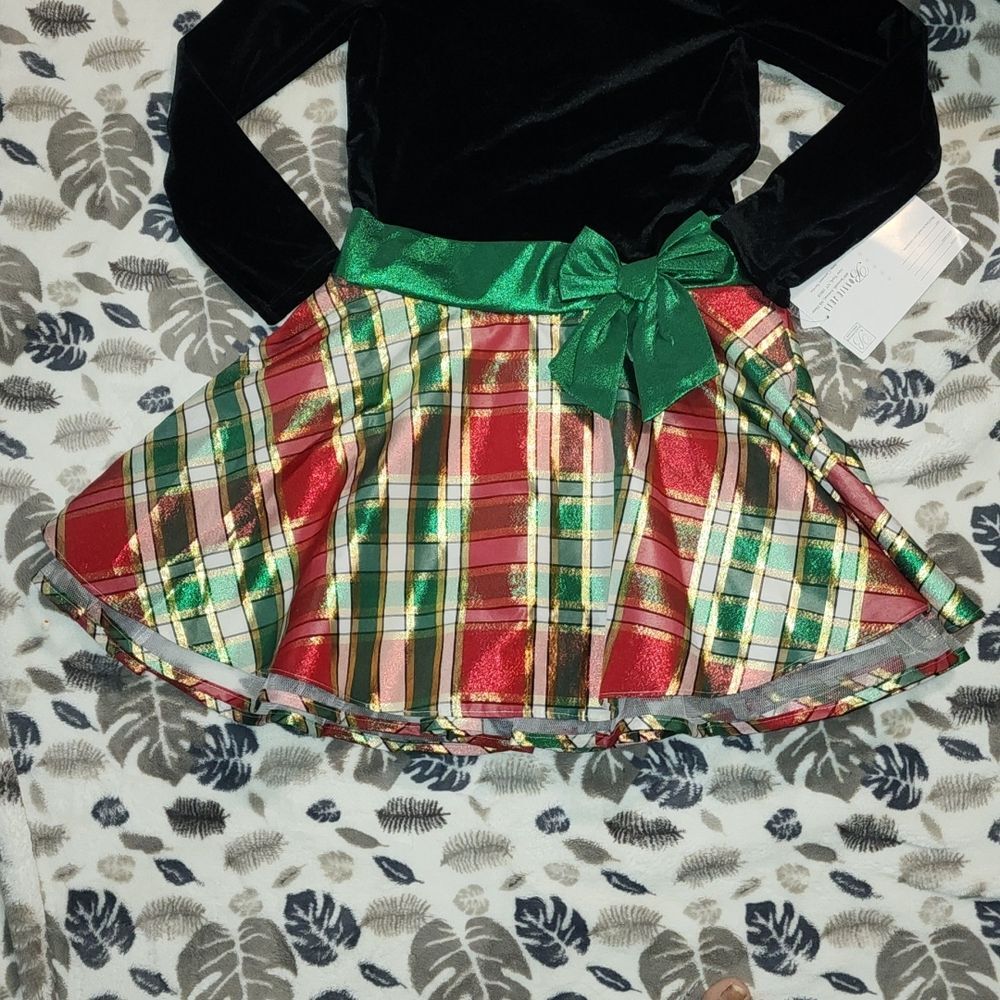Girls Bonnie Jean Velvet & plaid Holiday Dress Size 12 - Picture 5 of 7